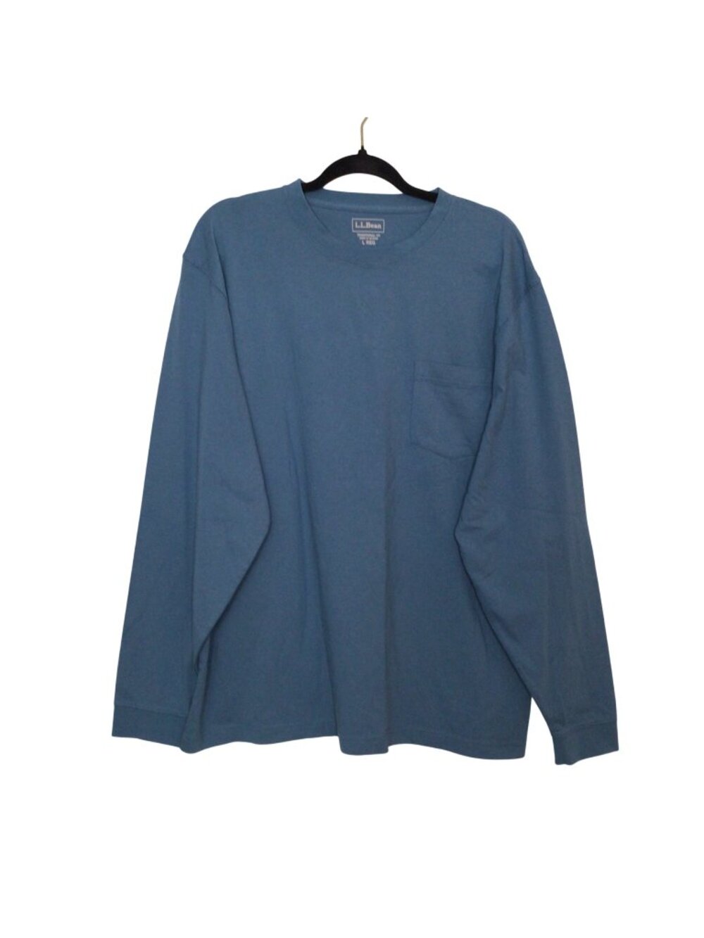 L.L. Bean Mens Blue Long Sleeve Traditional Fit Pocket Tee Size L